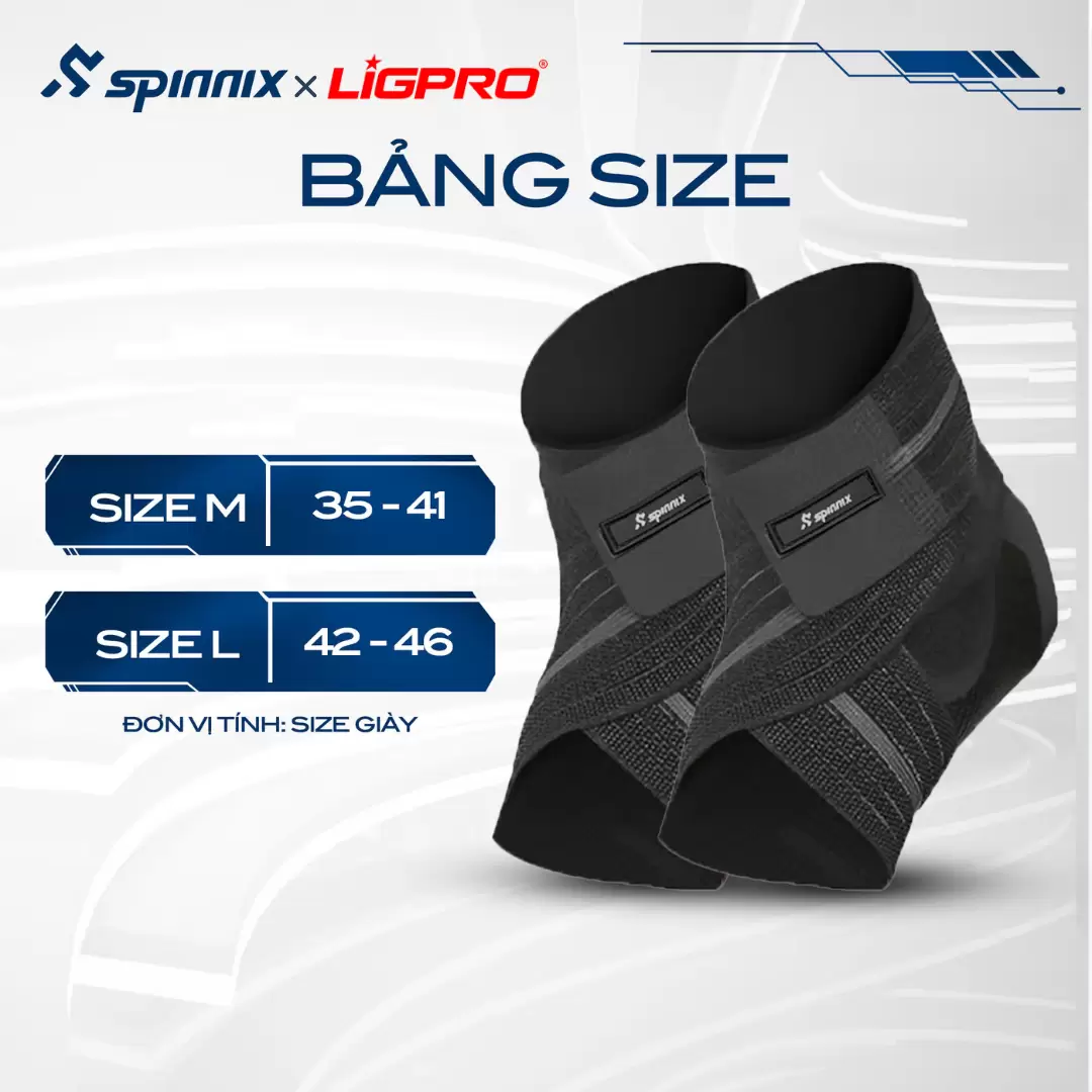 bảng size chi tiết của băng cổ chân ArmorX của nahf LIGPRO