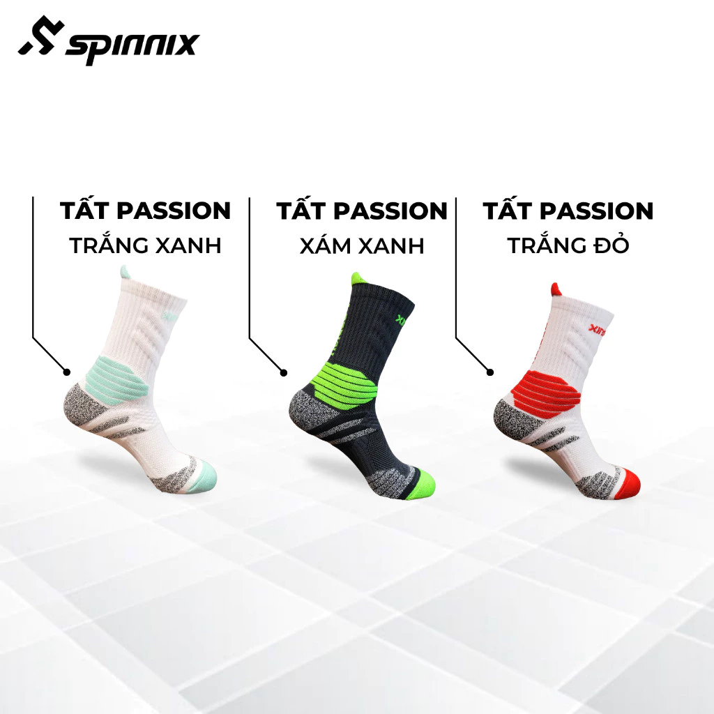 Vớ Thể Thao Chuyên Nghiệp Spinnix Passion: Có Đệm Hỗ Trợ, Ngăn Ngừa Chấn Thương Khi Đá Bóng, Pickleball