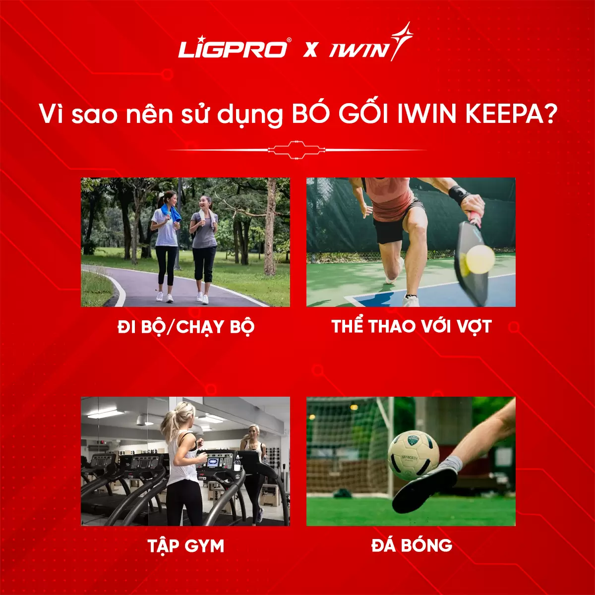 Bó Gối Thể Thao iWin Keepa IKN101: Bảo Vệ Khớp Gối Tập Gym, Bóng Chuyền, Cầu Lông