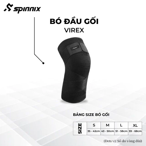Bó Gối Thể Thao Spinnix Virex: Đai Quấn Cố Định, Bảo Vệ Khớp Gối, Hỗ Trợ Chơi Thể Thao – Size XL
