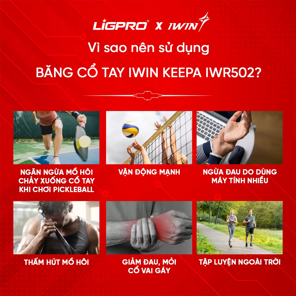Băng Cổ Tay Thể Thao IWIN Keepa IWR502: Bảo Vệ Cổ Tay, Hạn Chế Chấn Thương Khi Tập Gym, Chơi Cầu Lông, Pickleball