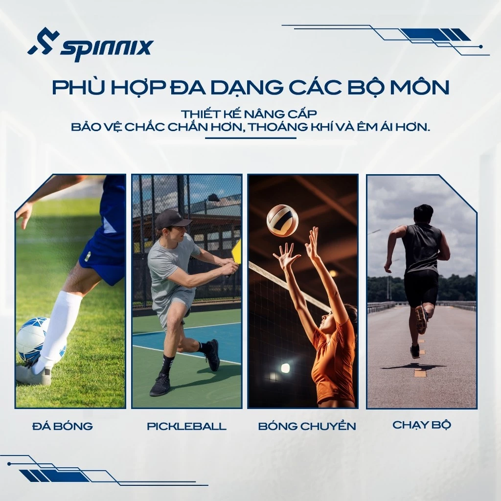 Vớ Thể Thao Chuyên Nghiệp Spinnix Passion: Có Đệm Hỗ Trợ, Ngăn Ngừa Chấn Thương Khi Đá Bóng, Pickleball