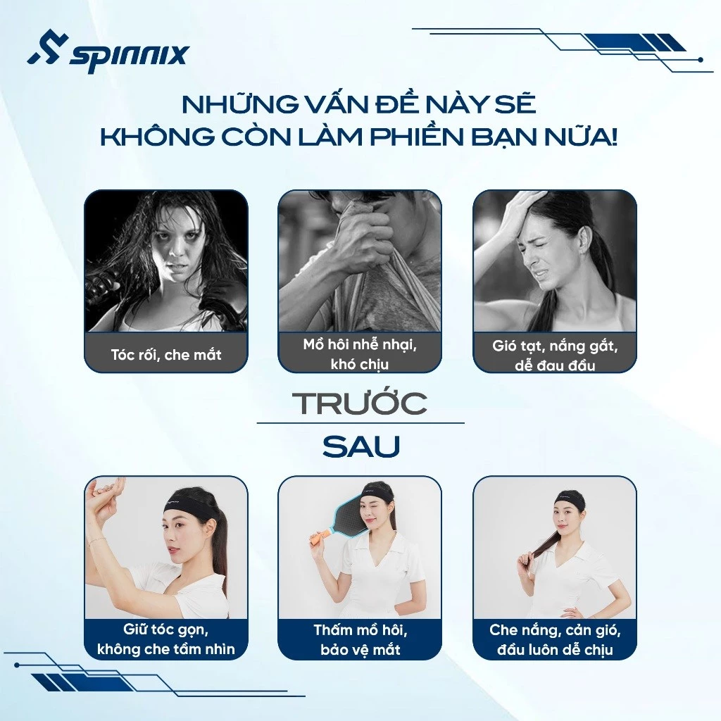 Băng Đô Thể Thao Spinnix Comfie: Mềm Mại, Thấm Hút, Chặn Mồ Hôi, Tập Gym, Chạy Bộ, Pickleball