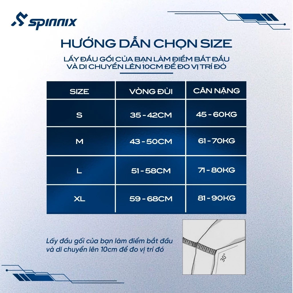 Bó Gối Thể Thao Spinnix Virex: Đai Quấn Cố Định, Bảo Vệ Khớp Gối, Hỗ Trợ Chơi Thể Thao