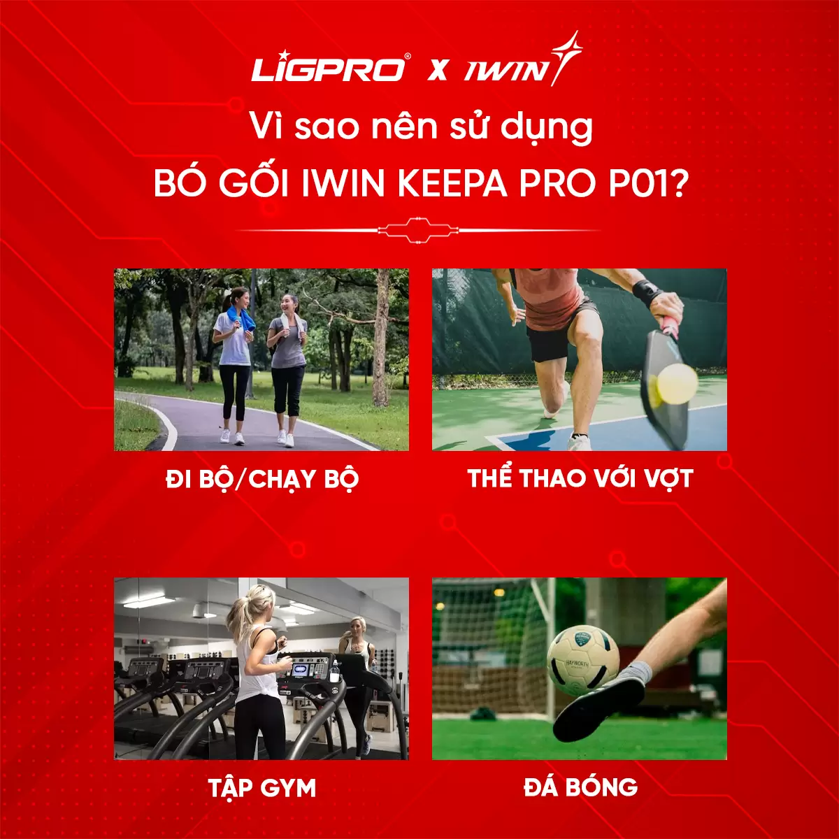 Bó Gối Thể Thao iWin Keepa IKN103: Bảo Vệ Khớp Gối Khi Tập Gym, Bóng Chuyền, Cầu Lông