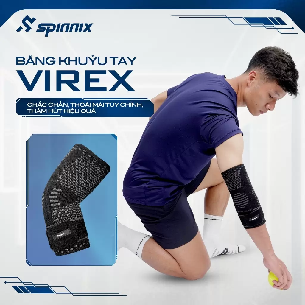 Bó Khuỷu Tay Thể Thao Spinnix Virex: Có Đai Quấn, Bảo Vệ Khớp & Cánh Tay